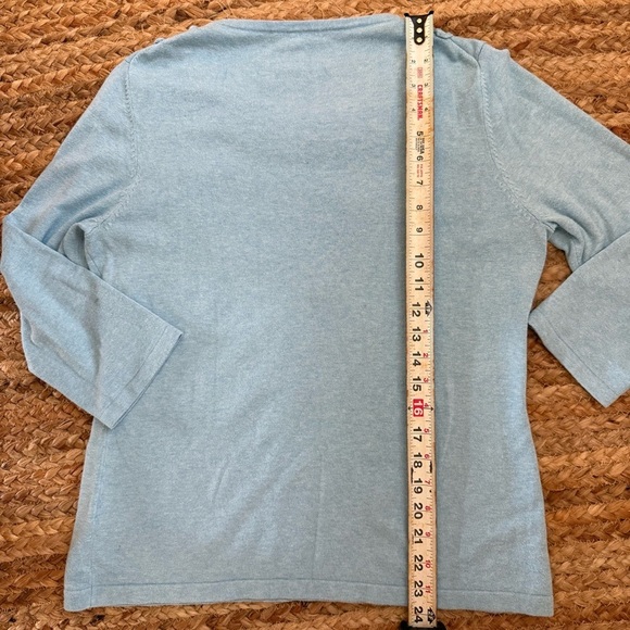 J. McLaughlin Medium Light Blue Cotton Blend 3/4 Sleeve Lightweight Sweater - Picture 6 of 6